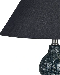 Outlet Beliani Lampada da tavolo MATINA Ceramica Nero Blu Nero