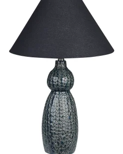 Outlet Beliani Lampada da tavolo MATINA Ceramica Nero Blu Nero