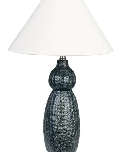 Sale Beliani Lampada da tavolo MATINA Ceramica Bianco Bianco Blu