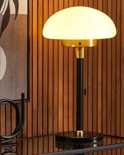 Best Beliani Lampada da tavolo MINIJA Metallo Nero Bianco Oro Nero