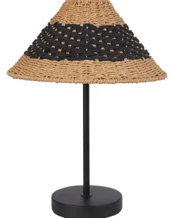 Hot Beliani Lampada da tavolo MOMBA Corda di carta Nero Beige Nero