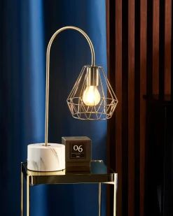 Beliani Lampada da tavolo MOONI Metallo Ottone Bianco Ottone