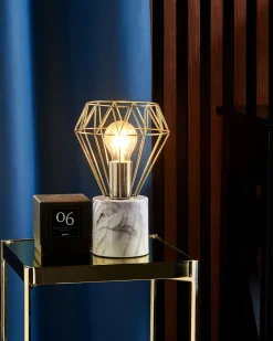 Best Beliani Lampada da tavolo MOONI Metallo Ottone Bianco Ottone
