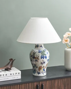 Outlet Beliani Lampada da tavolo MORACA Porcellana Bianco/Blu Arancione Bianco Blu