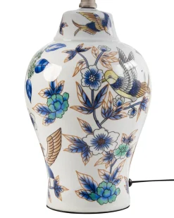 Outlet Beliani Lampada da tavolo MORACA Porcellana Bianco/Blu Arancione Bianco Blu