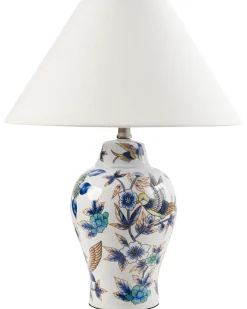 Outlet Beliani Lampada da tavolo MORACA Porcellana Bianco/Blu Arancione Bianco Blu