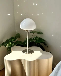 Sale Beliani Lampada da tavolo MORUGA Metallo Argento Bianco Argento