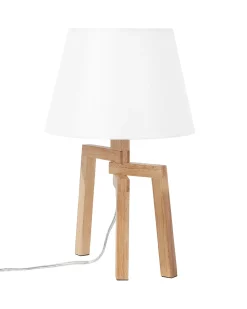Online Beliani Lampada da tavolo NALON Legno di quercia Marrone/Bianco Bianco Marrone