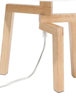 Online Beliani Lampada da tavolo NALON Legno di quercia Marrone/Bianco Bianco Marrone