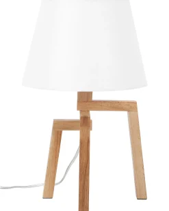 Online Beliani Lampada da tavolo NALON Legno di quercia Marrone/Bianco Bianco Marrone