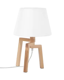 Online Beliani Lampada da tavolo NALON Legno di quercia Marrone/Bianco Bianco Marrone