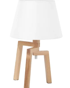 Online Beliani Lampada da tavolo NALON Legno di quercia Marrone/Bianco Bianco Marrone