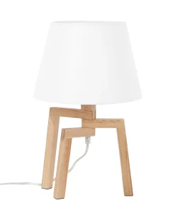 Online Beliani Lampada da tavolo NALON Legno di quercia Marrone/Bianco Bianco Marrone