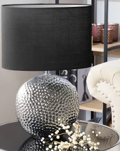 Hot Beliani Lampada da tavolo NASVA Ceramica Argento Argento Nero