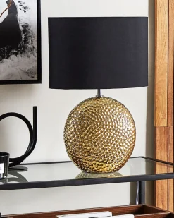 Outlet Beliani Lampada da tavolo NASVA Ceramica Oro Nero Oro