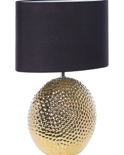Outlet Beliani Lampada da tavolo NASVA Ceramica Oro Nero Oro