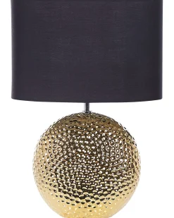Outlet Beliani Lampada da tavolo NASVA Ceramica Oro Nero Oro