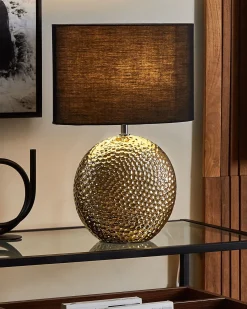 Outlet Beliani Lampada da tavolo NASVA Ceramica Oro Nero Oro