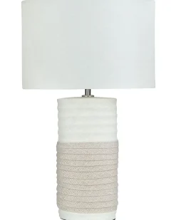 Best Beliani Lampada da tavolo NAVIA Porcellana Beige chiaro Beige Bianco