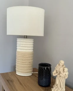 Best Beliani Lampada da tavolo NAVIA Porcellana Beige chiaro Beige Bianco