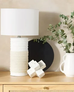 Best Beliani Lampada da tavolo NAVIA Porcellana Beige chiaro Beige Bianco