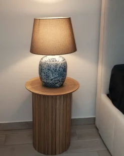 Best Beliani Lampada da tavolo NEIRA Porcellana Marrone Bianco Blu Marrone
