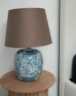 Best Beliani Lampada da tavolo NEIRA Porcellana Marrone Bianco Blu Marrone