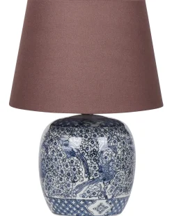 Best Beliani Lampada da tavolo NEIRA Porcellana Marrone Bianco Blu Marrone