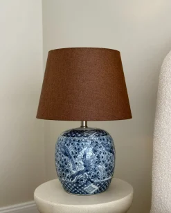 Best Beliani Lampada da tavolo NEIRA Porcellana Marrone Bianco Blu Marrone