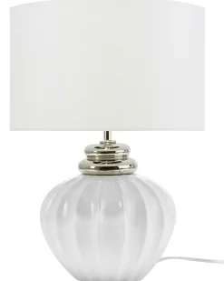Sale Beliani Lampada da tavolo NERIS Ceramica Bianco sporco Argento Bianco
