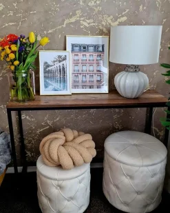 Sale Beliani Lampada da tavolo NERIS Ceramica Bianco sporco Argento Bianco
