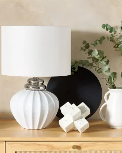 Sale Beliani Lampada da tavolo NERIS Ceramica Bianco sporco Argento Bianco