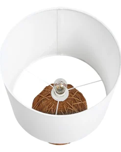 Hot Beliani Lampada da tavolo NILWALA Rattan Naturale Bianco Naturale