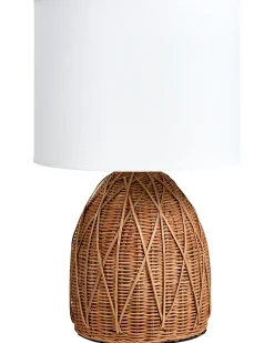 Hot Beliani Lampada da tavolo NILWALA Rattan Naturale Bianco Naturale