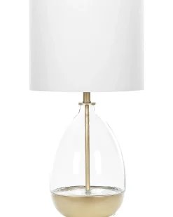 Outlet Beliani Lampada da tavolo OKARI Vetro Bianco Bianco Oro Trasparente