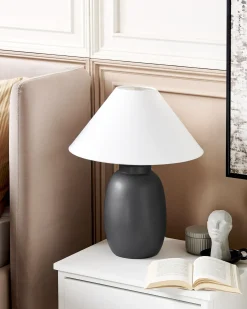Online Beliani Lampada da tavolo PATILLAS Ceramica Nero Bianco Nero