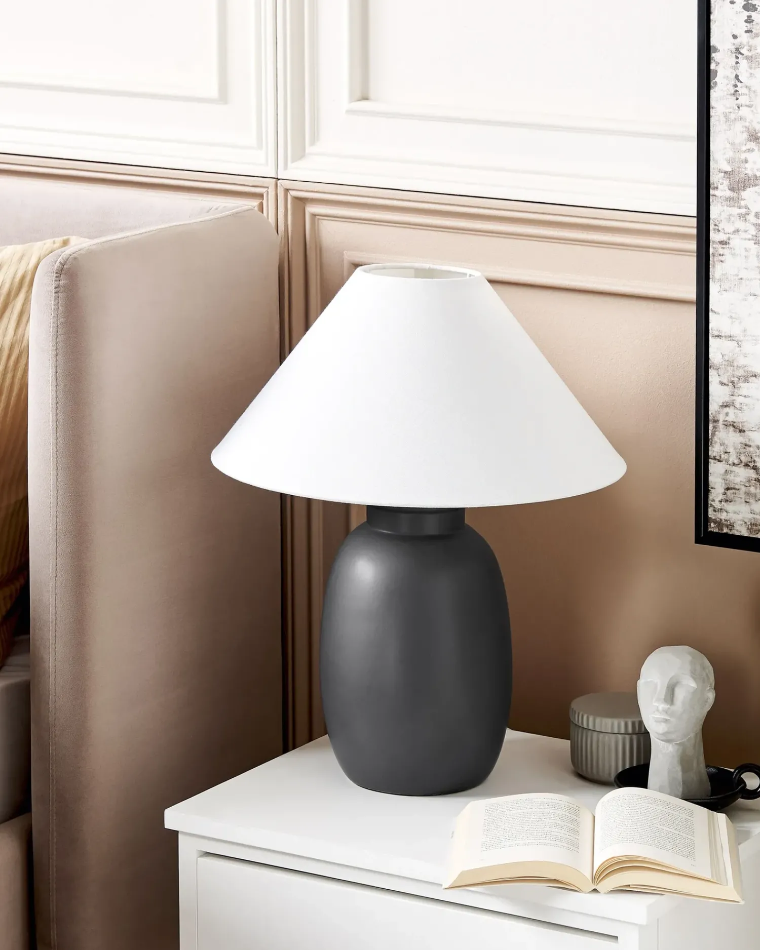 Online Beliani Lampada da tavolo PATILLAS Ceramica Nero Bianco Nero