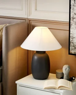Online Beliani Lampada da tavolo PATILLAS Ceramica Nero Bianco Nero