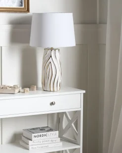 Best Beliani Lampada da tavolo PATUCA Ceramica Bianco Bianco Oro
