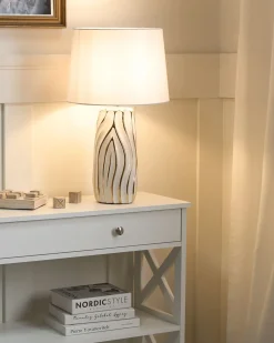 Best Beliani Lampada da tavolo PATUCA Ceramica Bianco Bianco Oro