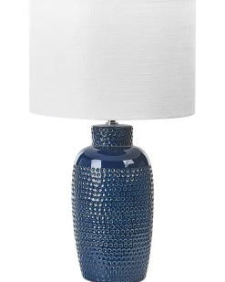Clearance Beliani Lampada da tavolo PERLIS Ceramica Blu marino Bianco Blu