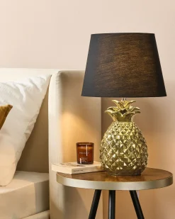 Hot Beliani Lampada da tavolo PINEAPPLE Ceramica Oro Nero Oro