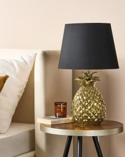 Hot Beliani Lampada da tavolo PINEAPPLE Ceramica Oro Nero Oro