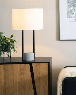 Outlet Beliani Lampada da tavolo REMUS Metallo Bianco Bianco Grigio Nero
