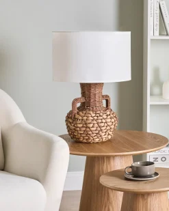 Outlet Beliani Lampada da tavolo RENARD Corda di carta Naturale Bianco Naturale Marrone