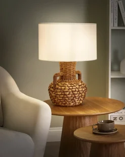 Outlet Beliani Lampada da tavolo RENARD Corda di carta Naturale Bianco Naturale Marrone