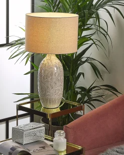 New Beliani Lampada da tavolo SALZA Ceramica Beige