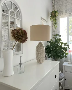 New Beliani Lampada da tavolo SALZA Ceramica Beige