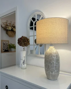 New Beliani Lampada da tavolo SALZA Ceramica Beige