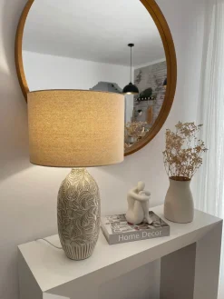 New Beliani Lampada da tavolo SALZA Ceramica Beige
